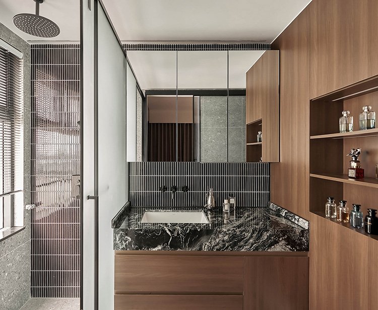 Modern White Bathroom Cabinet Wall Mounted with Bath Mirror and Ceramic Countertop MDF Carcase Material - Image 9