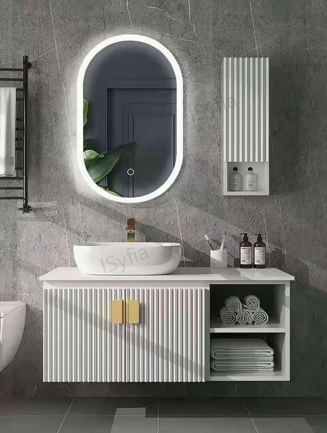 Hotel Vanity Villa High-End Light Luxury Large Wall-Mounted Bathroom Vanity Cabinet with Bath Mirrors Solid Wood Carcase Marble - Image 3