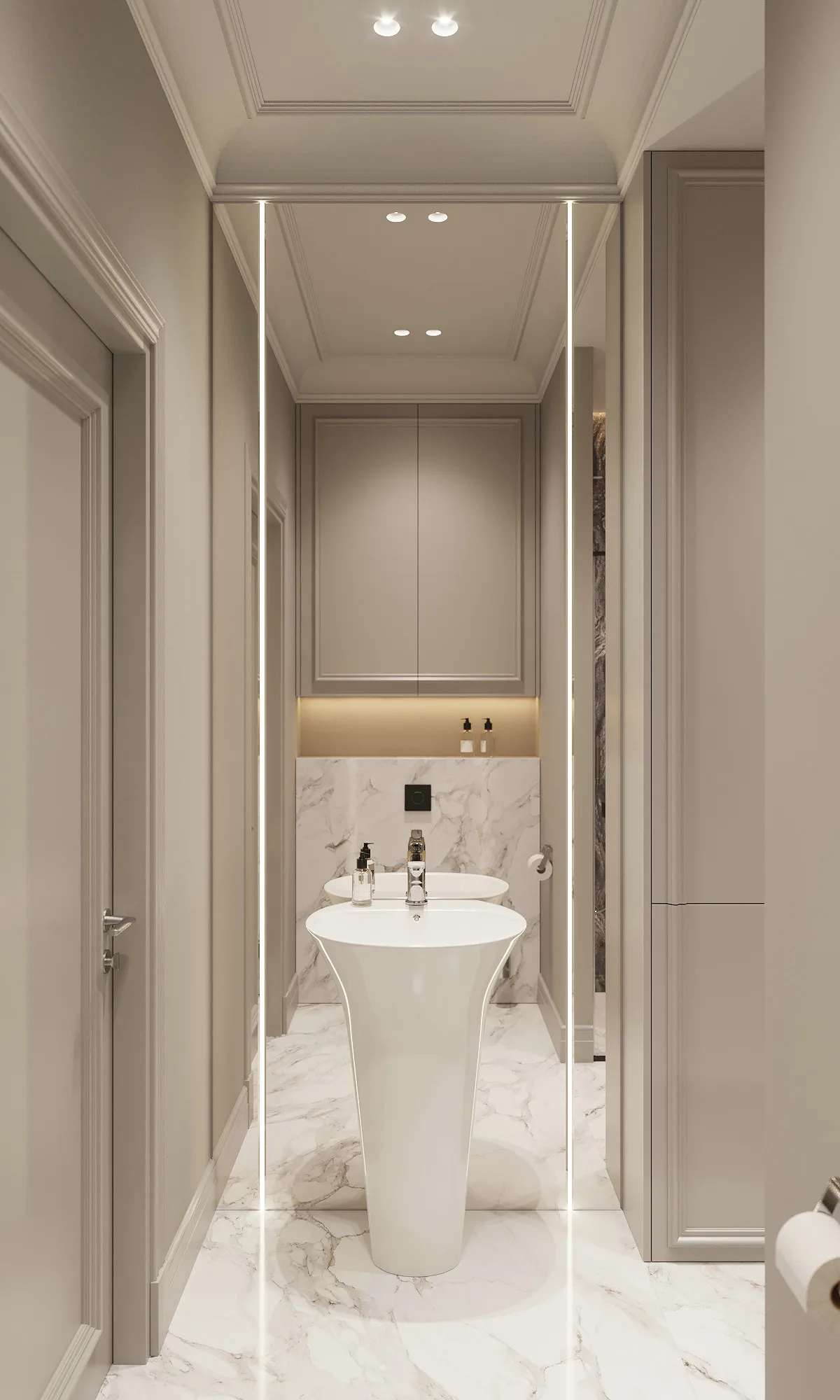 Hotel Vanity Villa High-End Light Luxury Large Wall-Mounted Bathroom Vanity Cabinet with Bath Mirrors Solid Wood Carcase Marble - Image 3