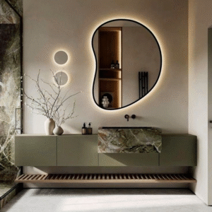 Hotel Vanity Villa High-End Light Luxury Large Wall-Mounted Bathroom Vanity Cabinet with Bath Mirrors Solid Wood Carcase Marble