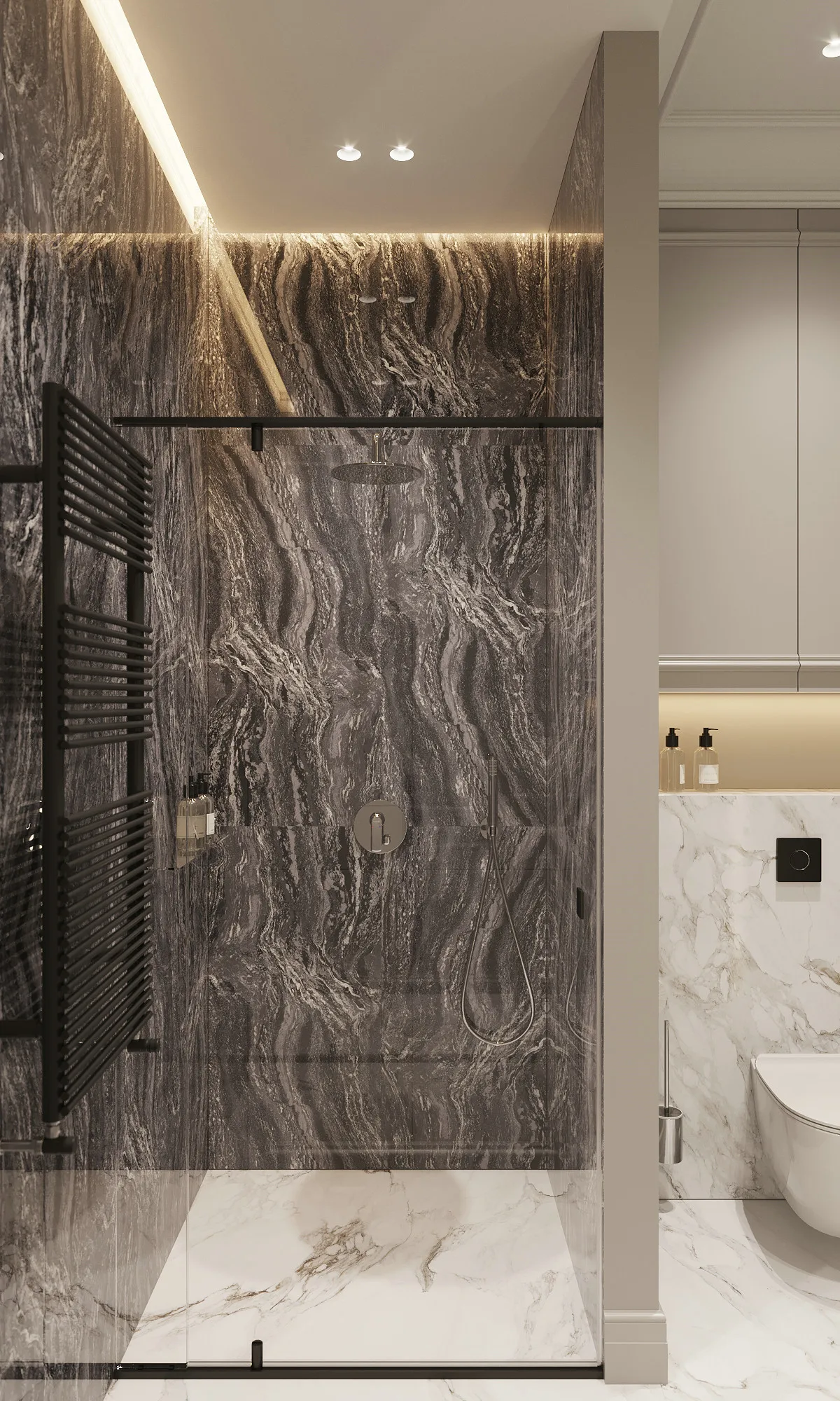 Hotel Vanity Villa High-End Light Luxury Large Wall-Mounted Bathroom Vanity Cabinet with Bath Mirrors Solid Wood Carcase Marble - Image 4
