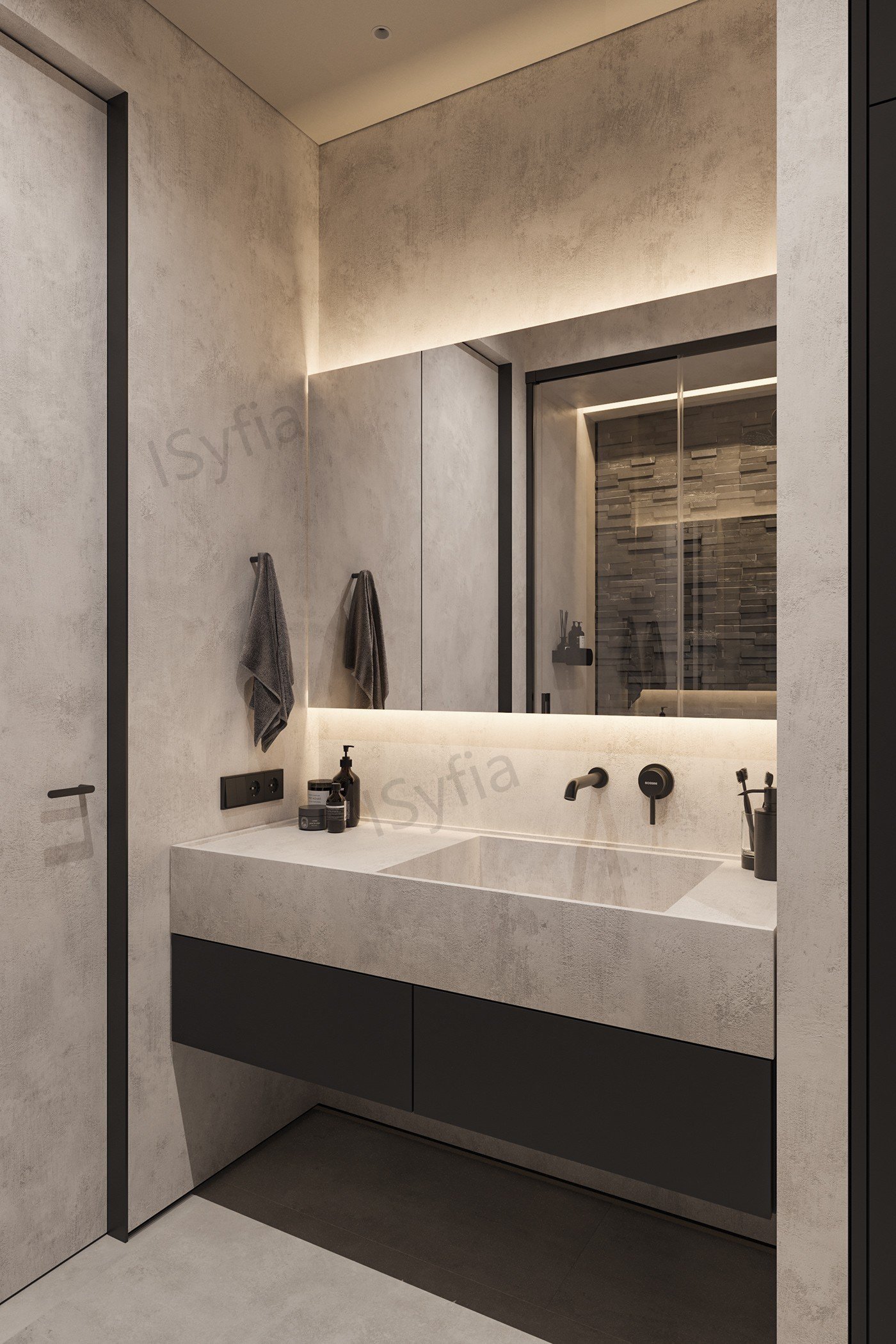 Hotel Vanity Villa High-End Light Luxury Large Wall-Mounted Bathroom Vanity Cabinet with Bath Mirrors Solid Wood Carcase Marble - Image 4