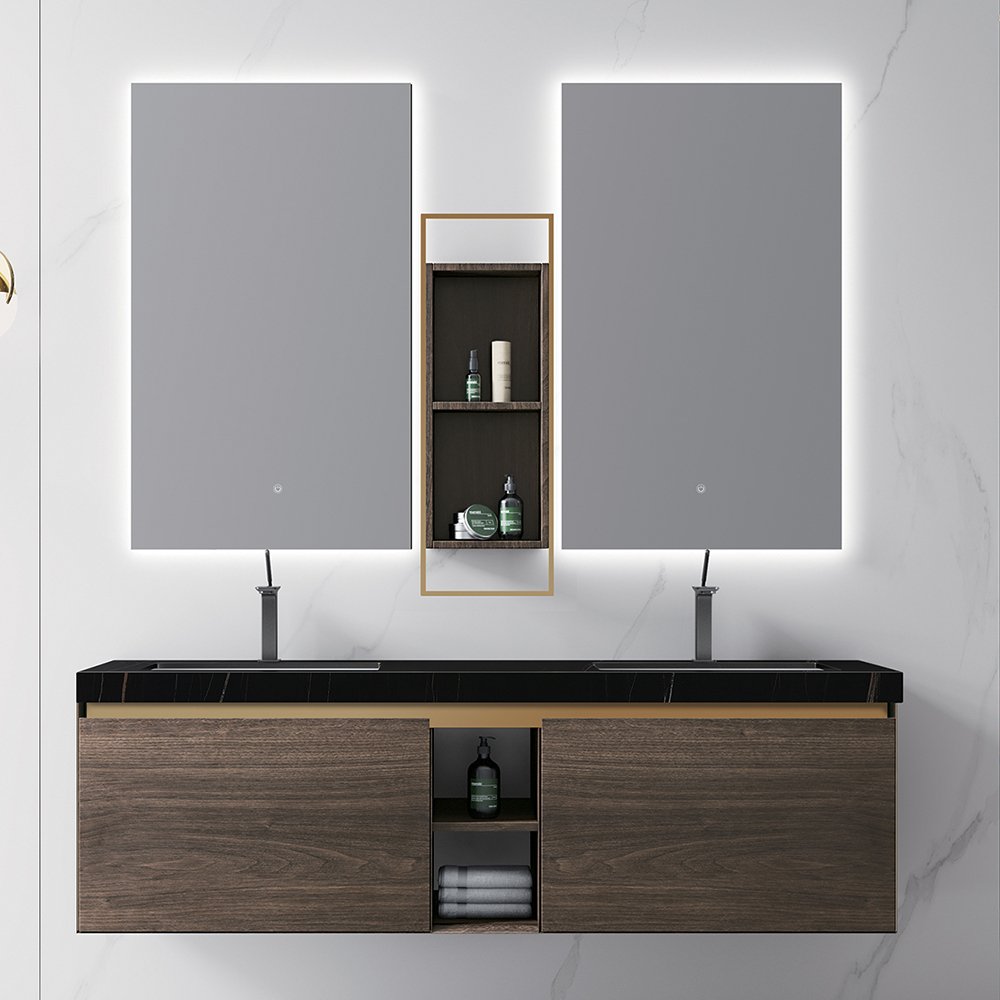 Modern European Design Metal Vanity Cabinet Set Double Sink Bathroom Furniture Luxury Resin Mixer WC Shower Mat Wall Mounted - Image 9