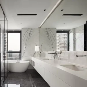 Hotel Vanity Villa Modern Minimalism Style Euro-American Style Bathroom Vanity Cabinet with Bath Mirror Solid Wood Double Vanity