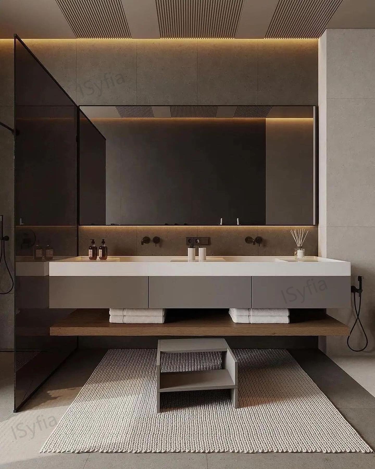 Hotel Vanity Villa High-End Light Luxury Large Wall-Mounted Bathroom Vanity Cabinet with Bath Mirrors Solid Wood Carcase Marble - Image 4